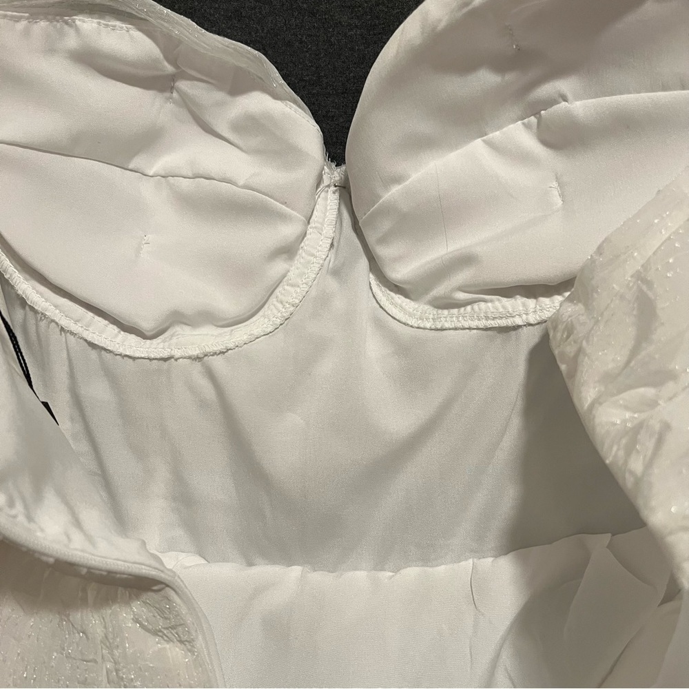 Lena White Bustier Strapless Cocktail Dress Women's Size Large Fully Lined - Picture 10 of 16